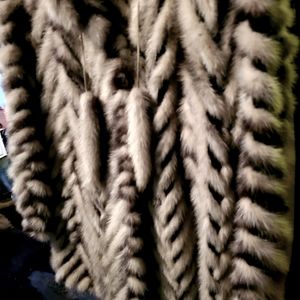 COPY - Chevron print authentic mink bomber jacket white and black cross color s…